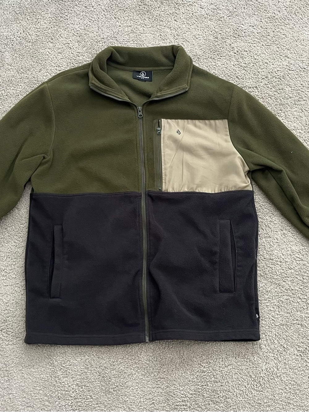 Volcom Olive Green Fleece Zip Jacket